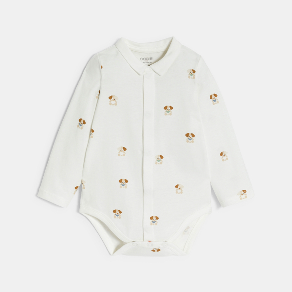 سالوبيت من الصوف الناعم وبودي من الجيرسي برسمة كلاب، للأطفال حديثي الولادة.